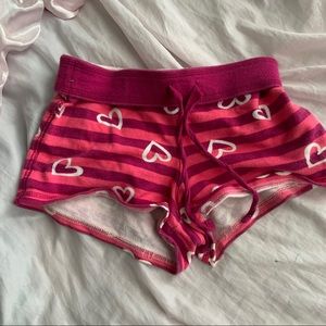 Pink striped heart lounge shorts